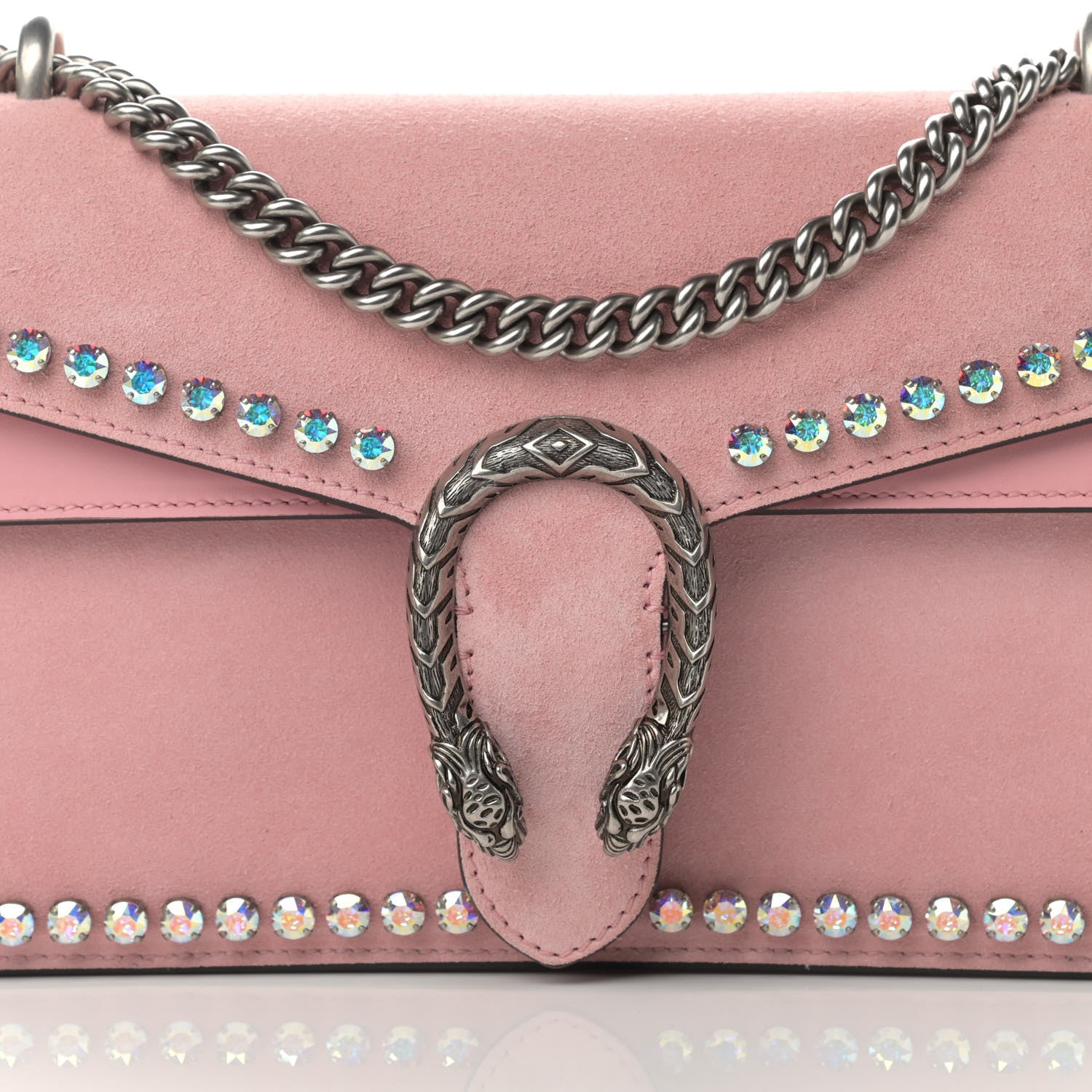 Gucci Suede Crystal Small Dionysus Shoulder Bag Peonia 8 of 13