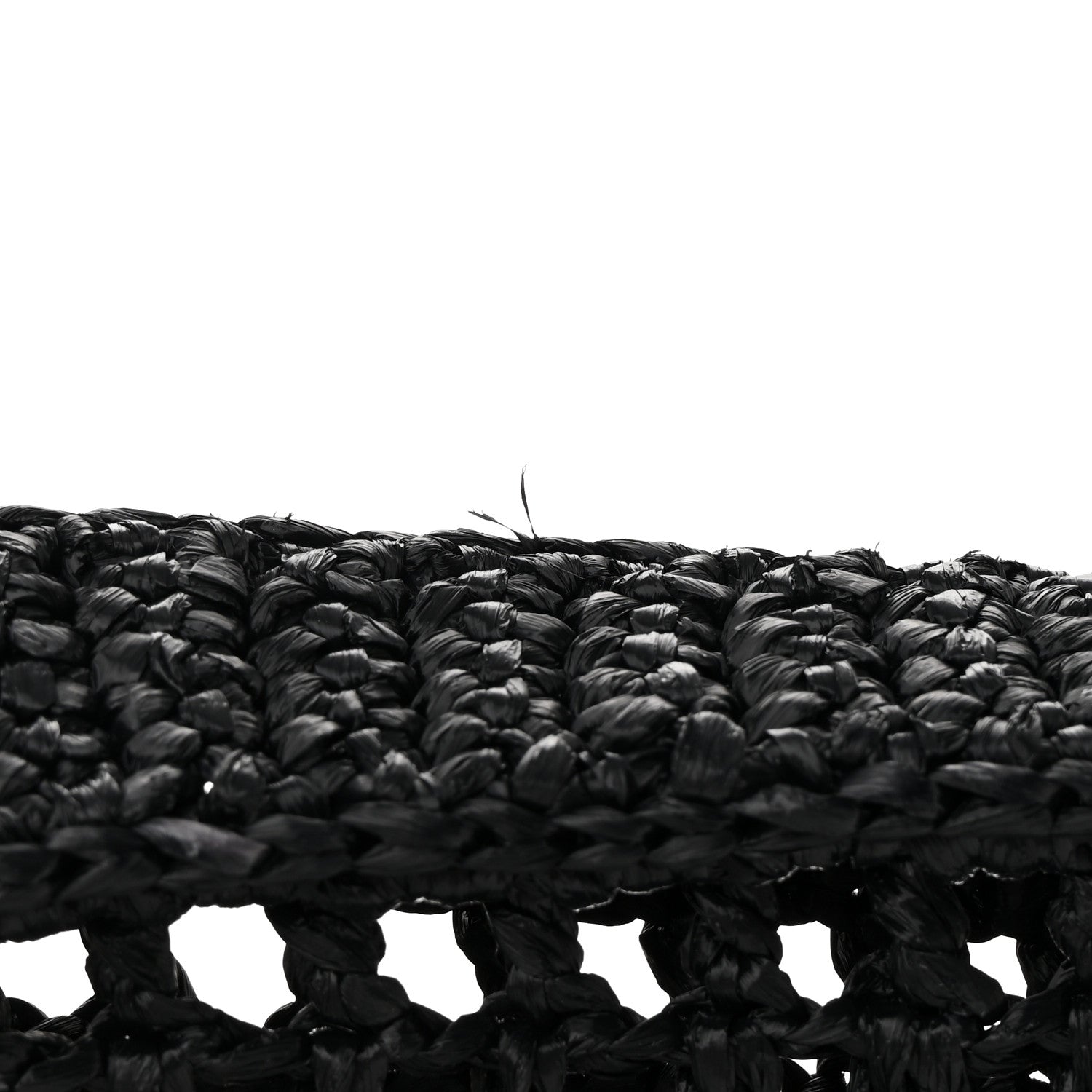 Prada Yarn Raffia Effect Crochet Logo Embroidered Tote Bag Black 10 of 11