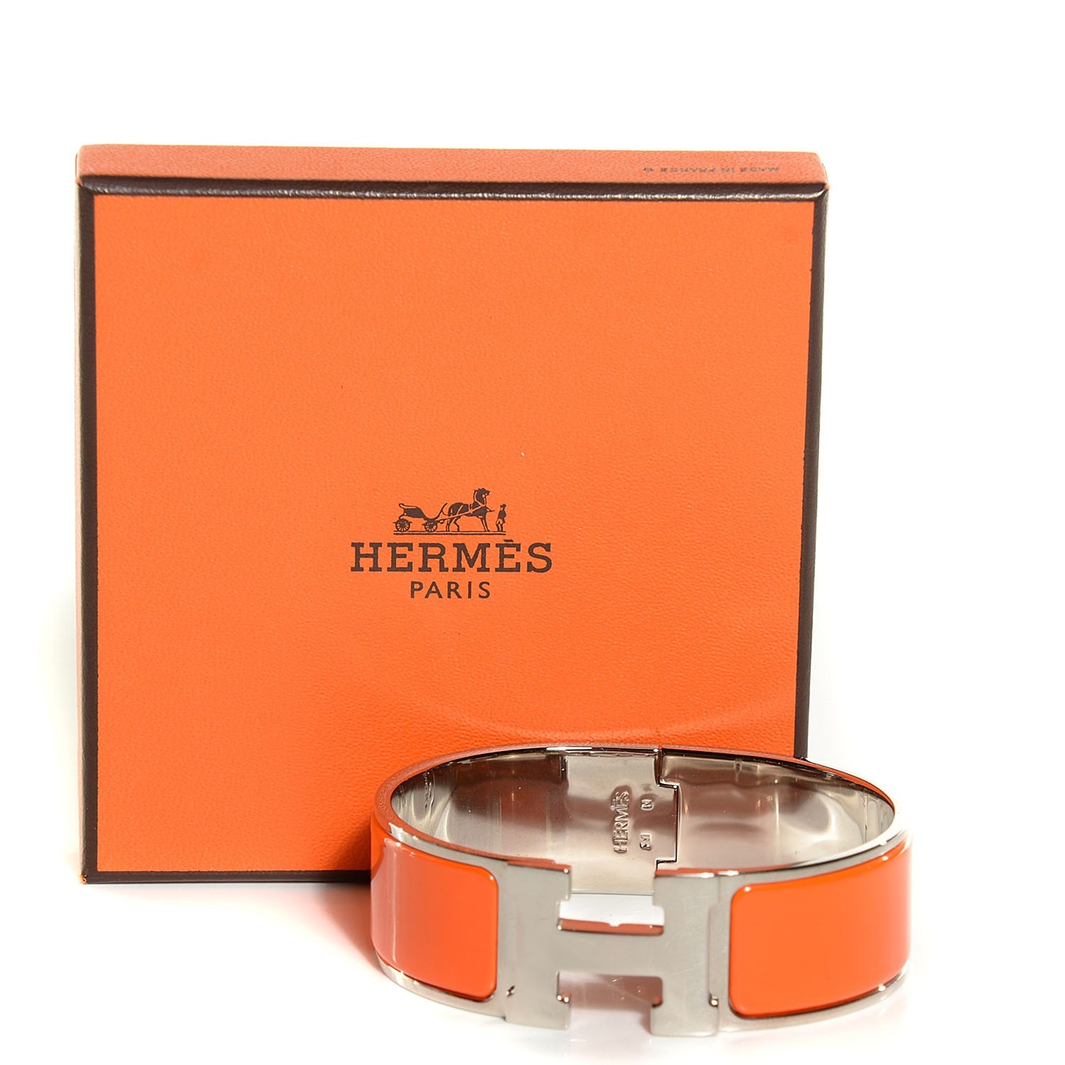 Hermes Enamel Wide Clic Clac H Bracelet GM Orange 6 of 6