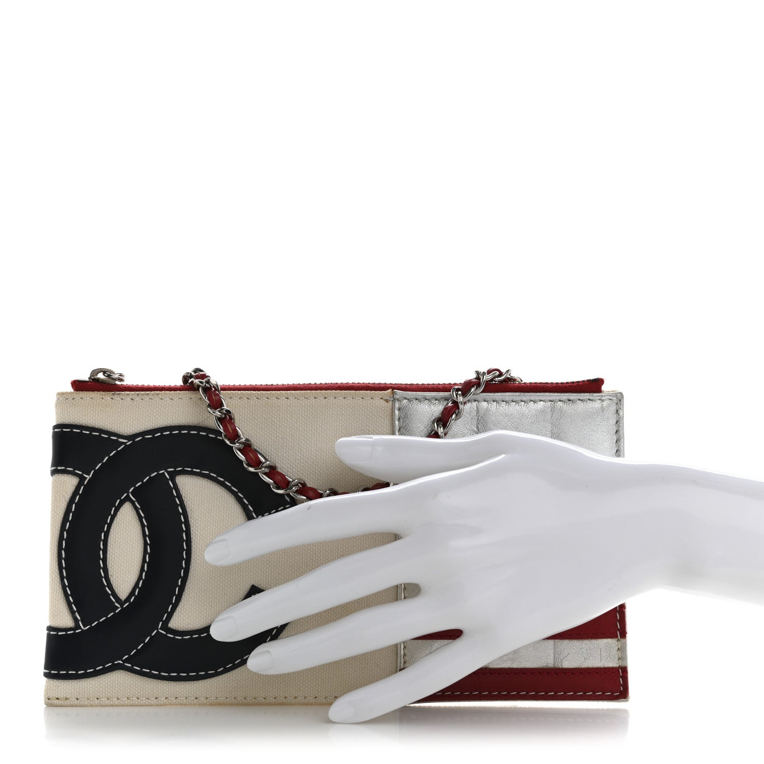 Chanel Canvas Metallic Lambskin Quilted Flag CC Pochette White 2 of 13