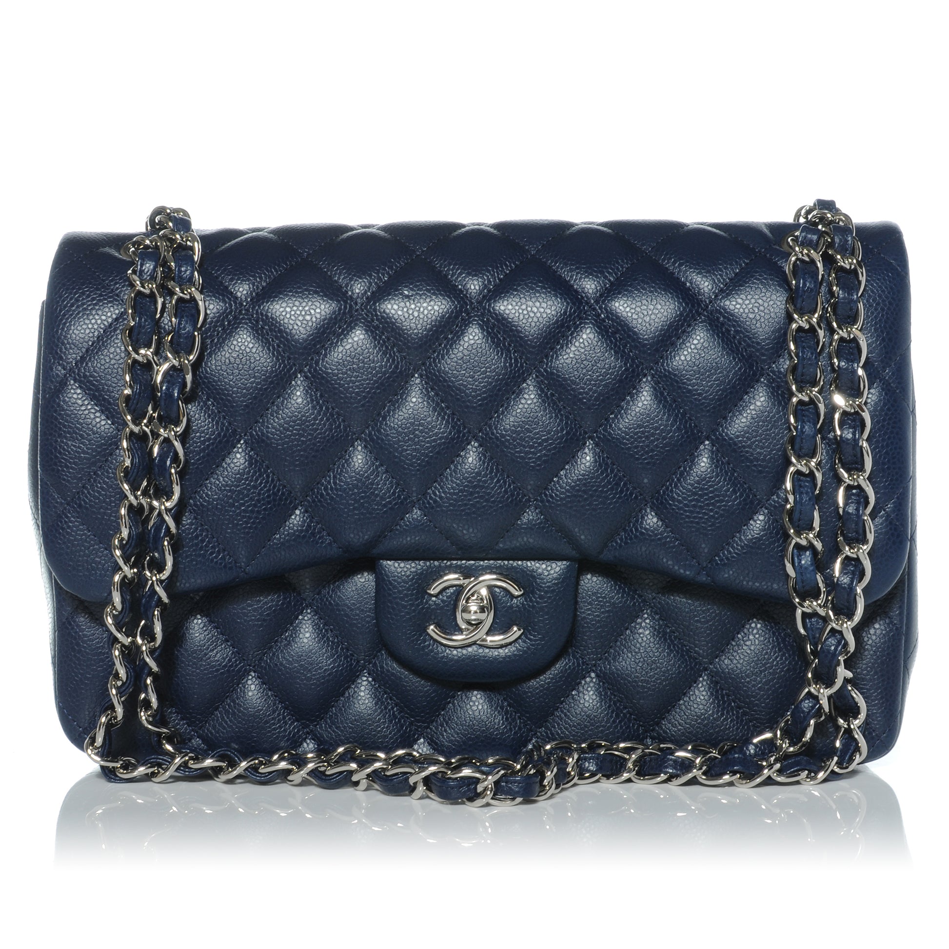 Chanel Caviar Jumbo Double Flap Navy Blue 1 of 10
