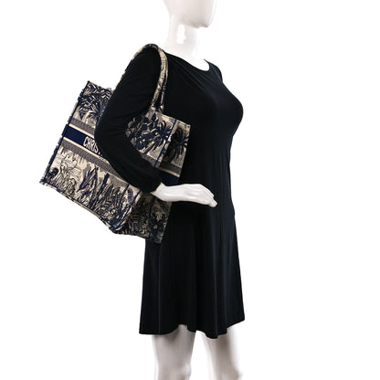 Christian Dior Canvas Embroidered Large Palm Tree Toile De Jouy Book Tote Blue 2 of 10