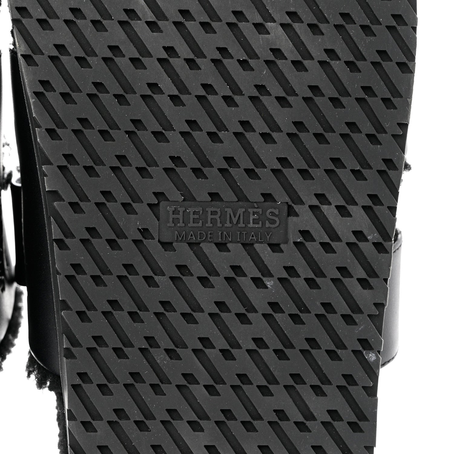 Hermes Calfskin Woolskin Mens Chypre Sandals 43 Black 7 of 8