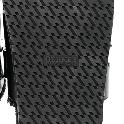 Hermes Calfskin Woolskin Mens Chypre Sandals 43 Black 7 of 8