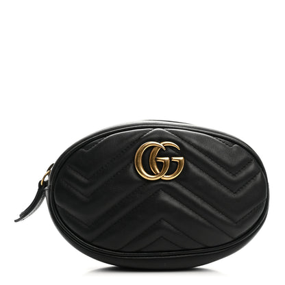 Gucci Calfskin Matelasse GG Marmont Belt Bag 95 38 Black 1 of 7