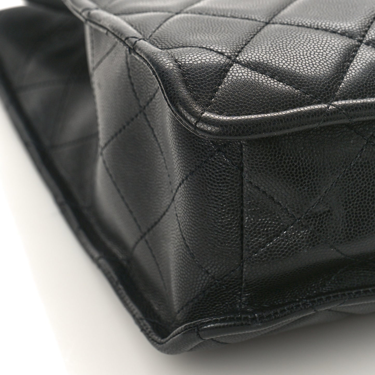 Caviar Quilted Sweet Vertical Shopping Tote Black