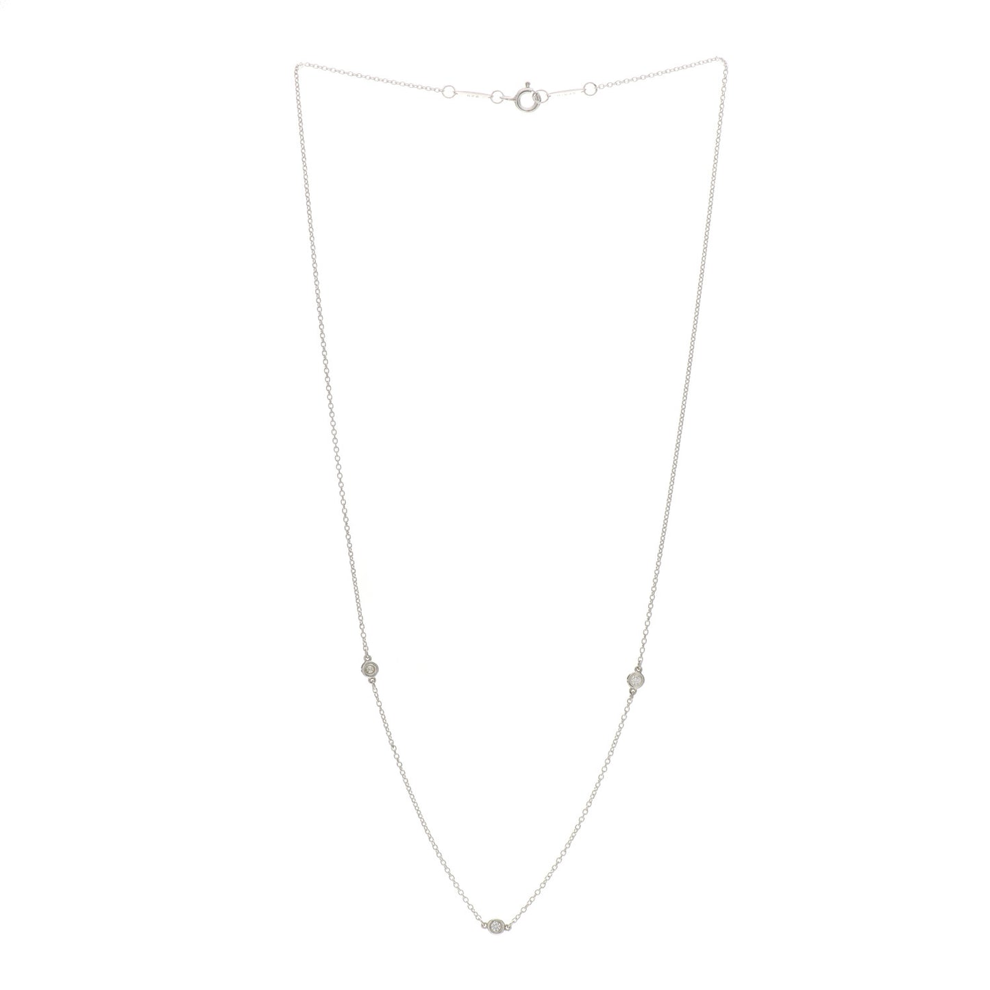 Sterling Silver Diamond .09ctw Elsa Peretti Diamonds by the Yard Three Station Necklace