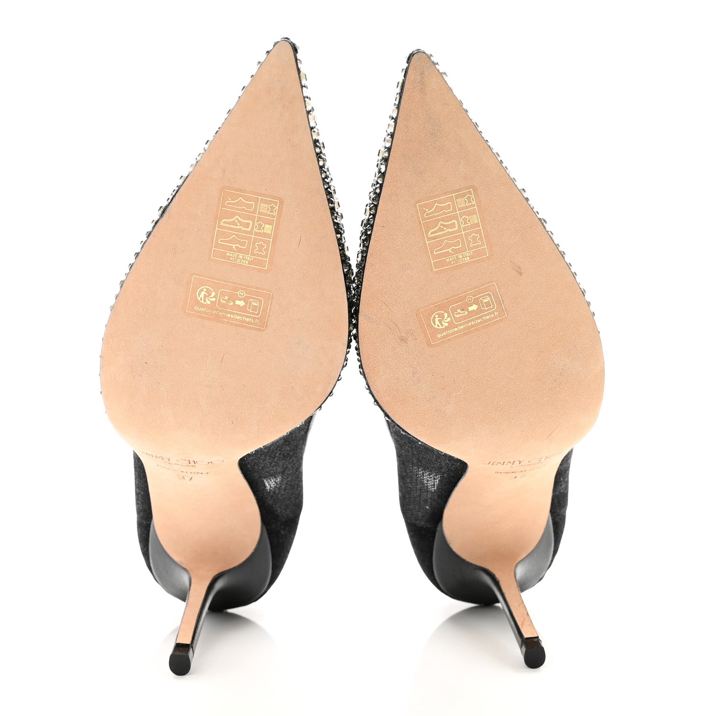 Calfskin Mesh Crystal Love 85 Pumps 37 Black
