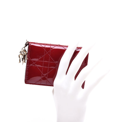 Christian Dior Patent Cannage Small Lady Dior Flap Card Holder Scarlet 2 of 9