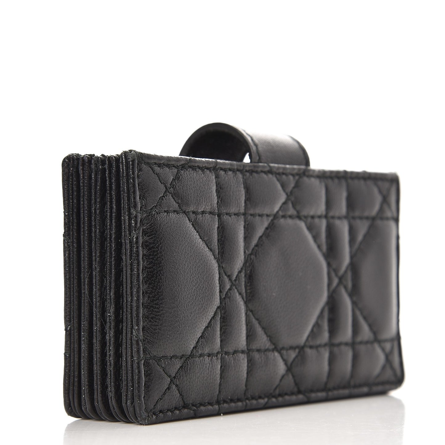 Lambskin Cannage Lucky Badges Lady Dior 5-Gusset Card Holder Black