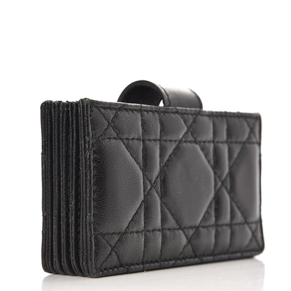 Christian Dior Lambskin Cannage Lucky Badges Lady Dior 5-Gusset Card Holder Black 3 of 6