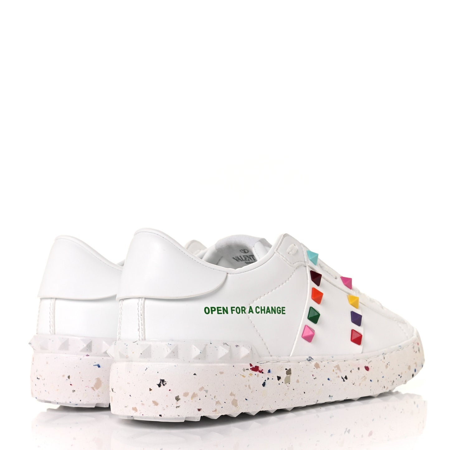 Vegan Leather Womens Rockstud Open for a Change Sneakers 36 White Multicolor