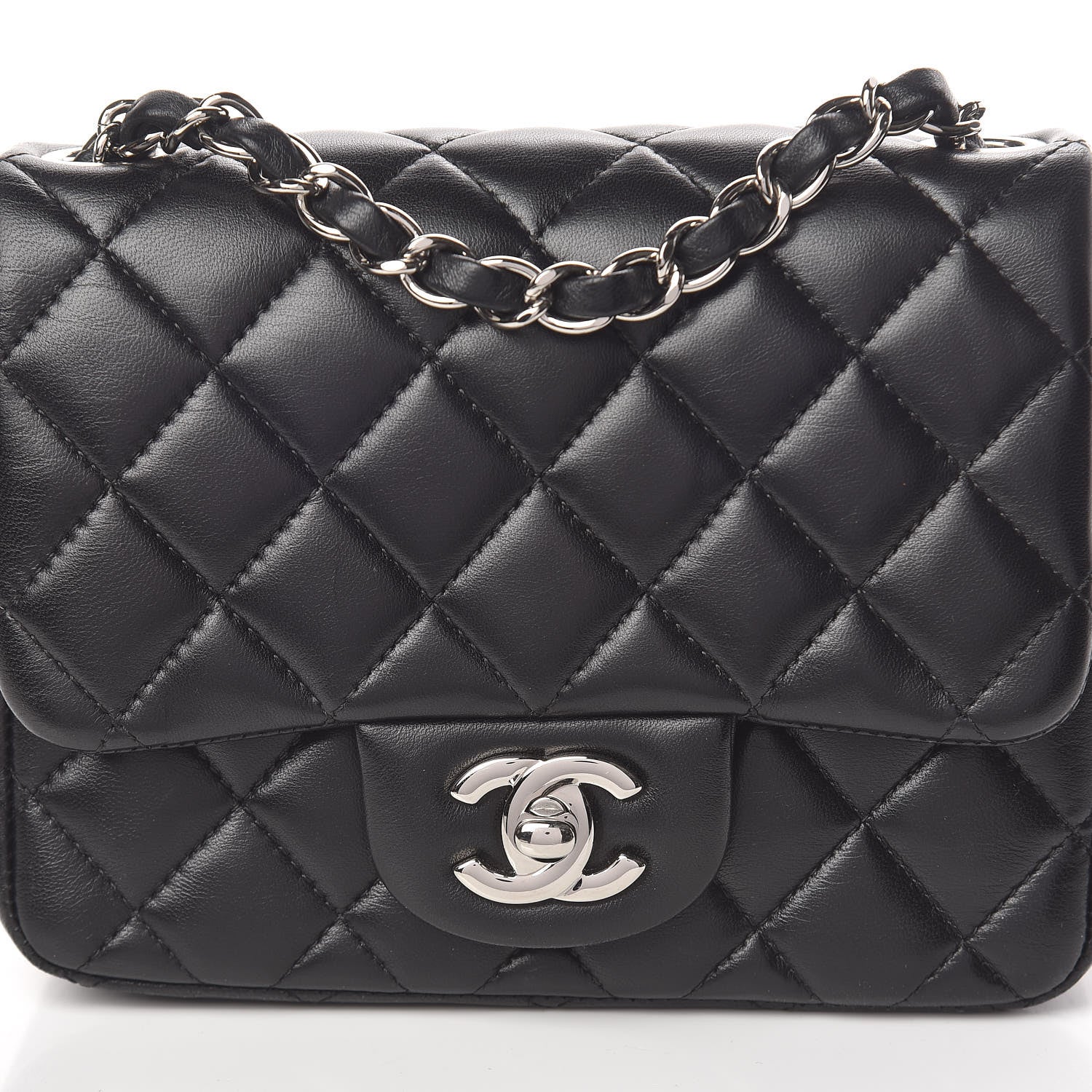 Chanel Lambskin Quilted Mini Square Flap Black 8 of 15