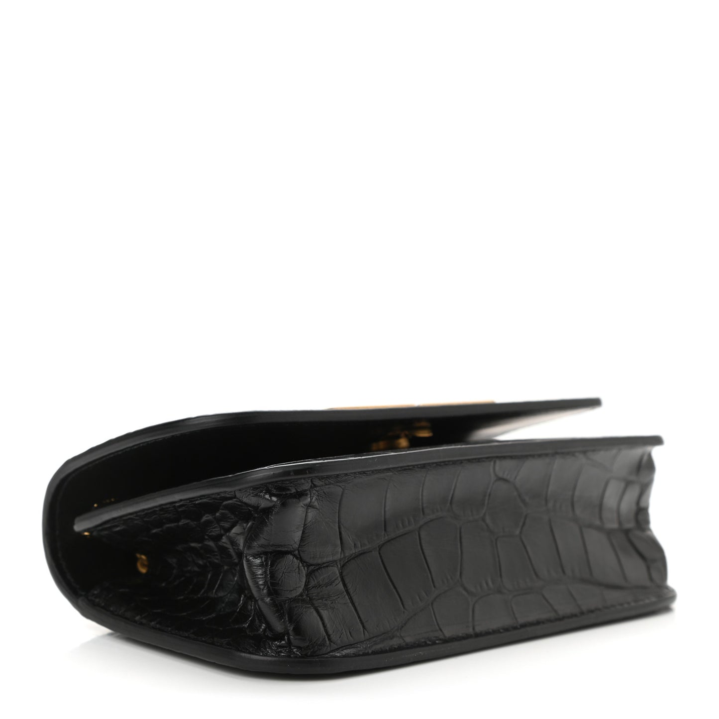 Extra Supple Calfskin Crocodile Embossed Gossip Wallet On Chain Black