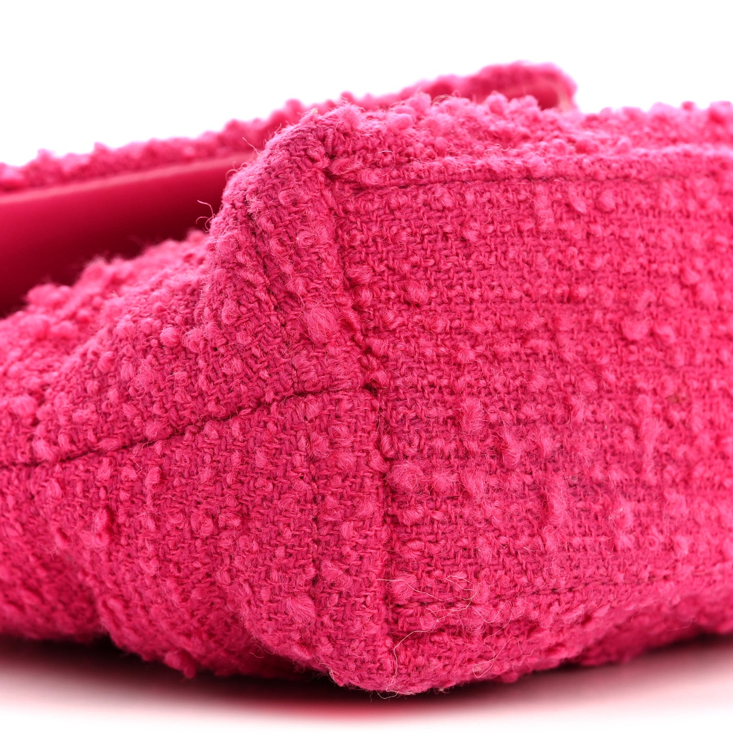 Saint Laurent Boucle Tweed Quilted Toy Loulou Puffer Monogram Chain Satchel Magenta 9 of 13