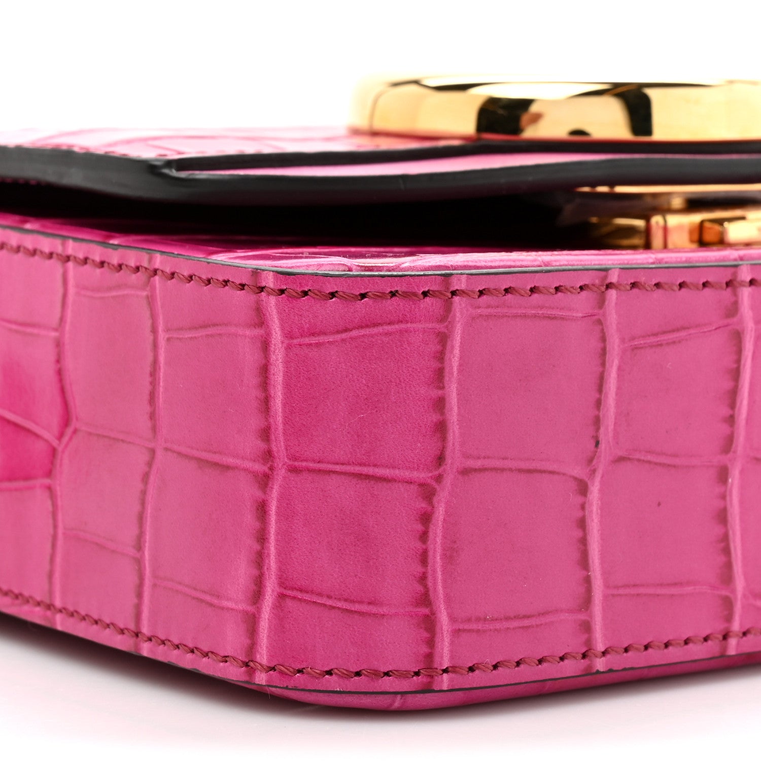 Chloe Calfskin Crocodile Embossed Mini C Bag Pink 10 of 12