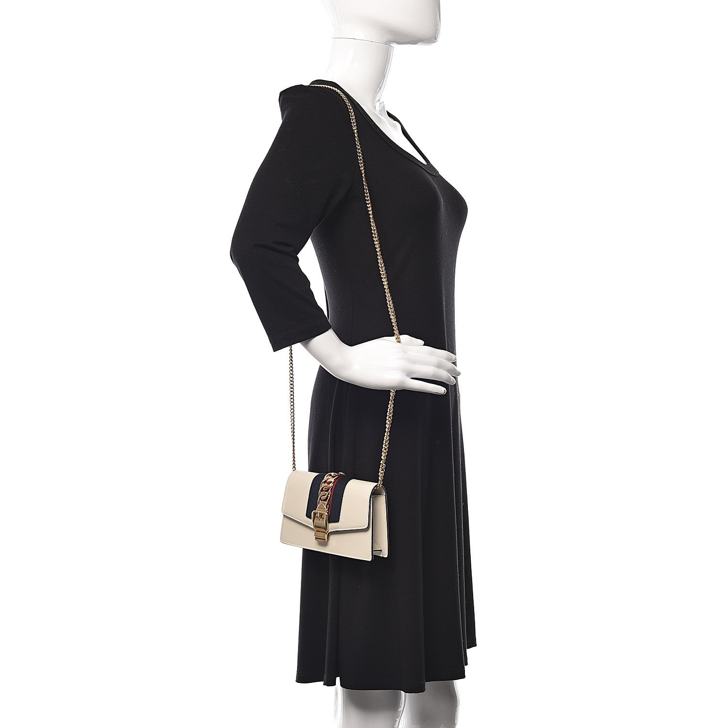 Gucci Calfskin Super Mini Sylvie Chain Shoulder Bag White 2 of 13