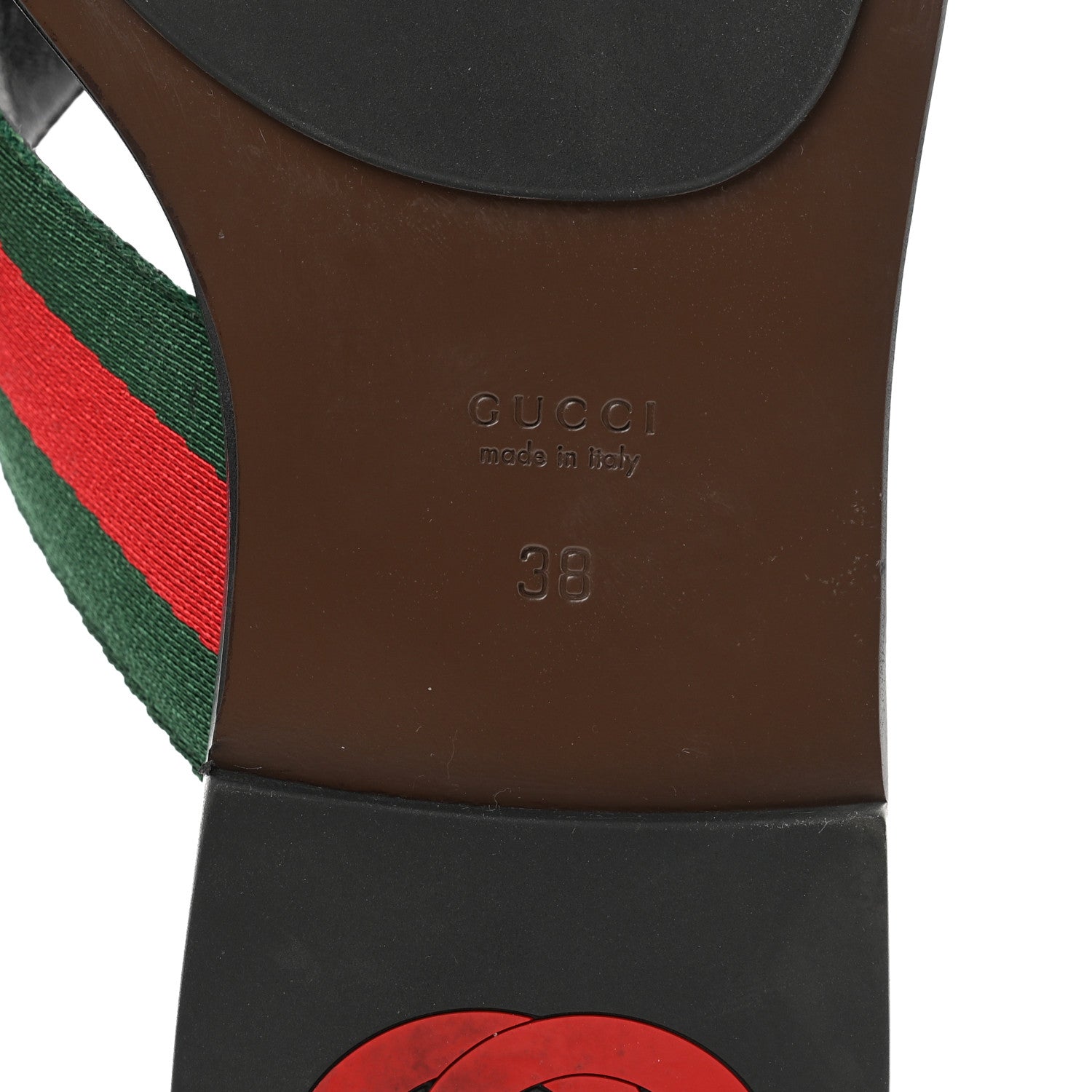 Gucci Nylon Calfskin Web GG Monogram Womens Thong Sandals 38 Green Red Cocoa 6 of 8