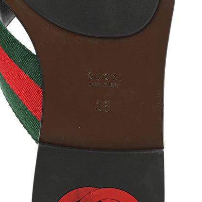 Gucci Nylon Calfskin Web GG Monogram Womens Thong Sandals 38 Green Red Cocoa 6 of 8