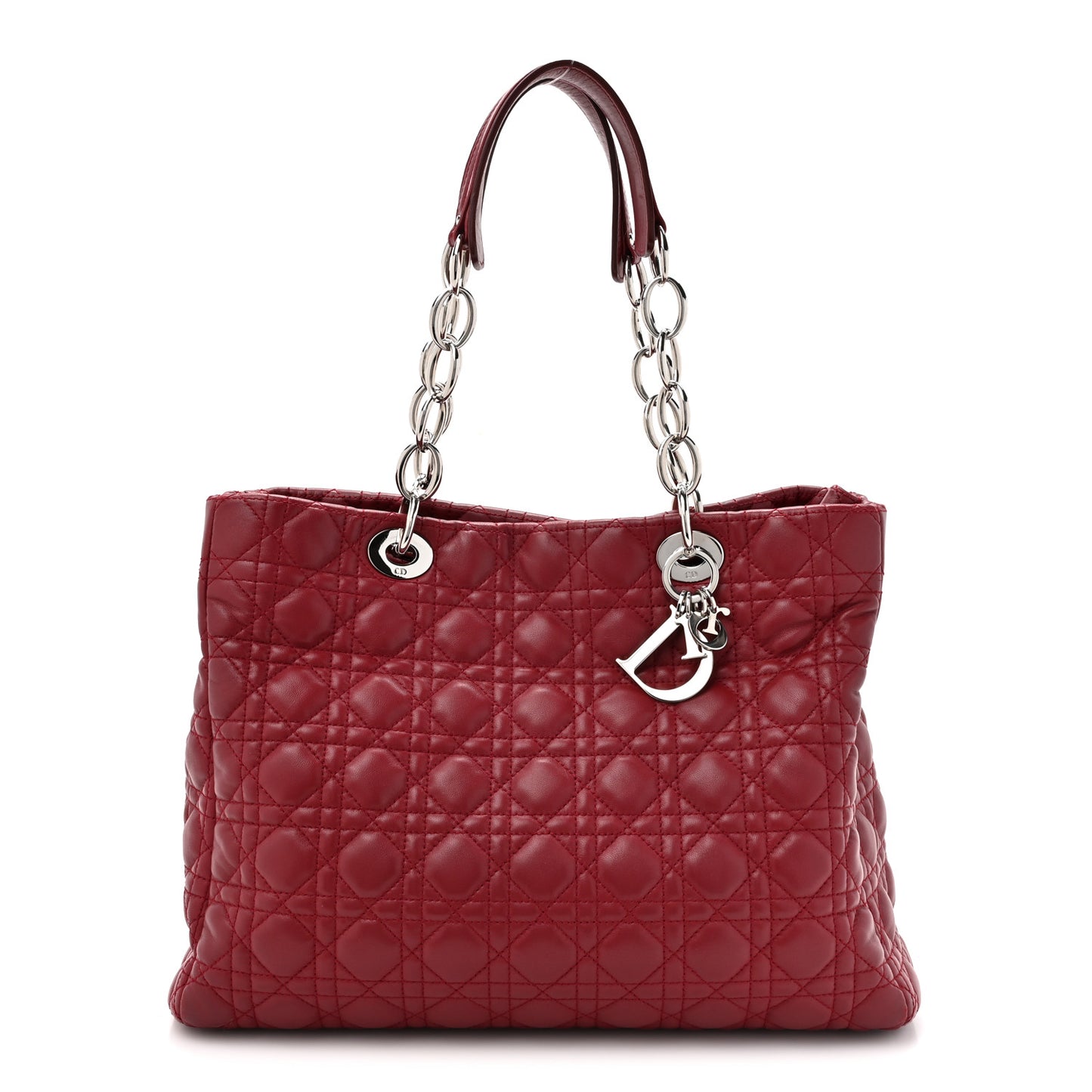 Lambskin Cannage Large Dior Soft Shopping Tote Red
