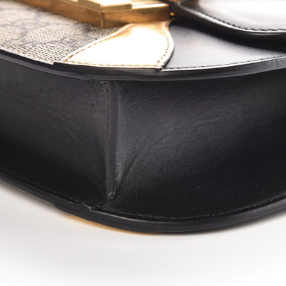 Gucci GG Supreme Monogram Small Osiride Shoulder Bag Black Gold 9 of 9
