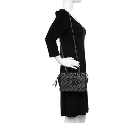 Chanel Calfskin Quilted Studded Square Vanity Case Black 3 of 11