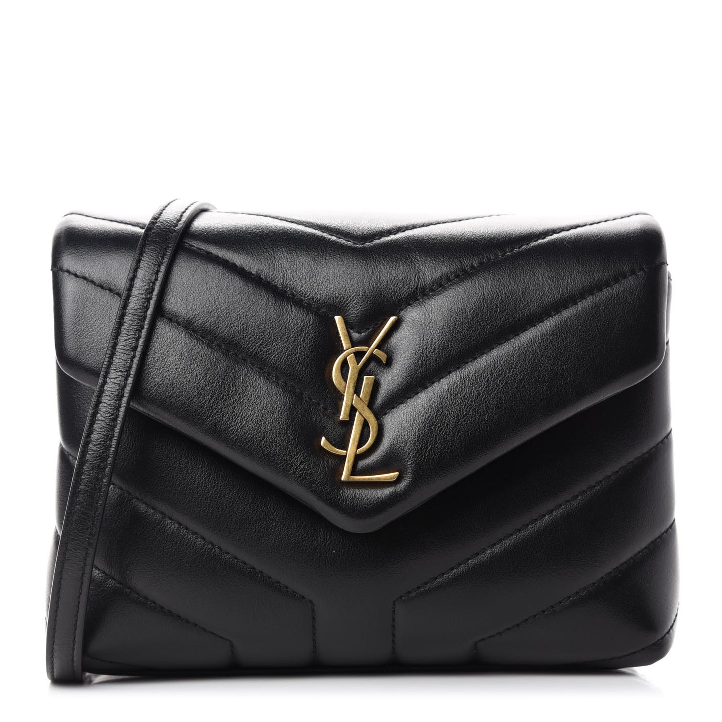 Calfskin Y Quilted Monogram Toy Loulou Crossbody Bag Black