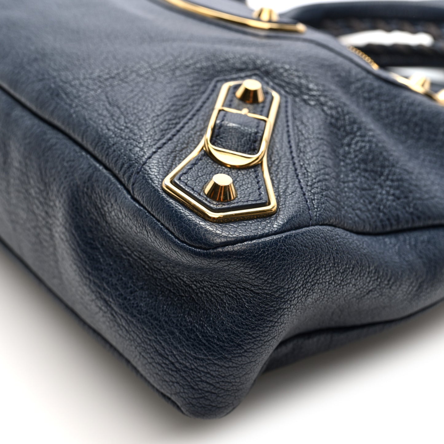 Chevre Gold Metallic Edge Hardware Town Bleu Nuit Dark Sea