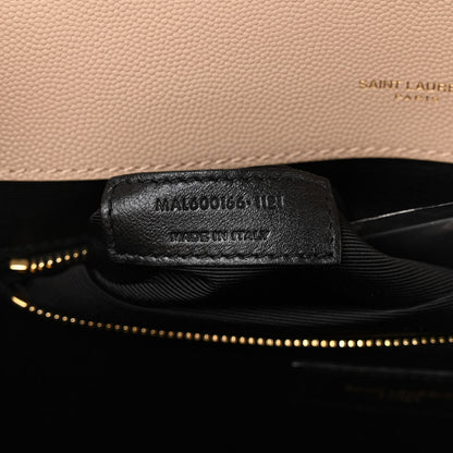 Saint Laurent Grain De Poudre Mixed Matelasse Large Triquilt Monogram Satchel Dark Beige 6 of 11