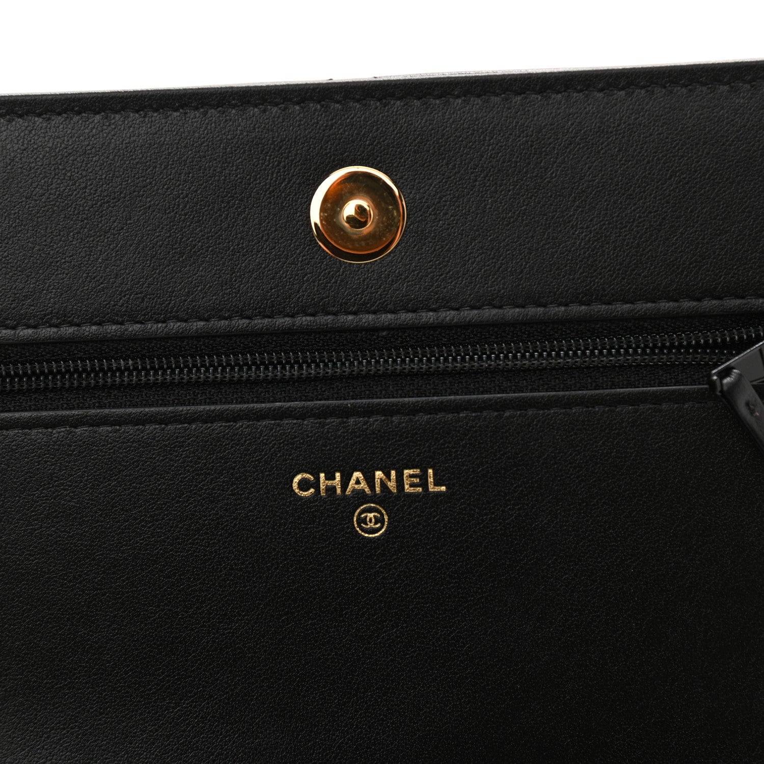 Chanel Lambskin Double Stitch Quilted Wallet On Chain WOC Black 8 of 12