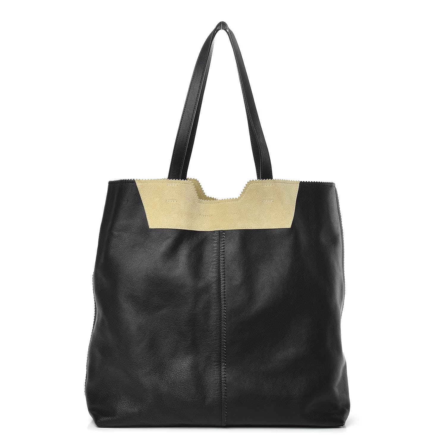 Proenza Schouler Smooth Calfskin Suede Paper Tote Black Beige 1 of 15