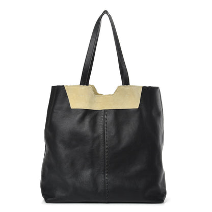 Proenza Schouler Smooth Calfskin Suede Paper Tote Black Beige 1 of 15