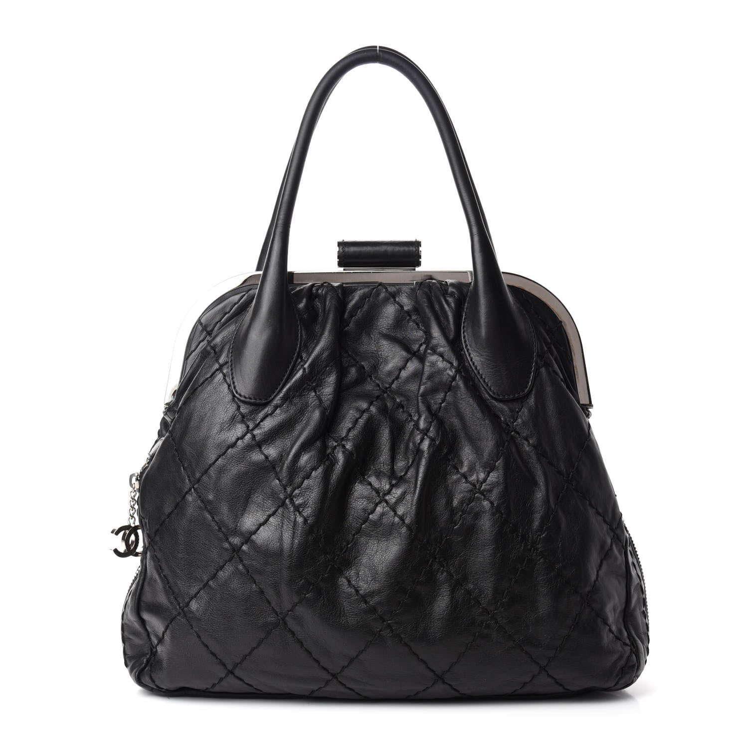 Chanel Calfskin Stitched Expandable Frame Bag Black 1 of 10