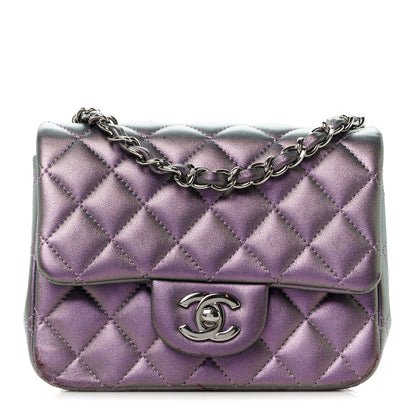 Chanel Iridescent Lambskin Quilted Mini Square Flap Dark Purple 1 of 11