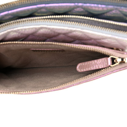 Chanel Iridescent Crumpled Calfskin Trio Cosmetic Case Blue Pink Ivory 7 of 12
