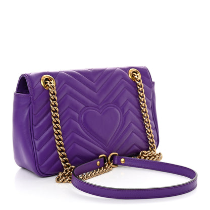 Gucci Calfskin Matelasse Small GG Marmont Shoulder Bag Shine Purple 3 of 11