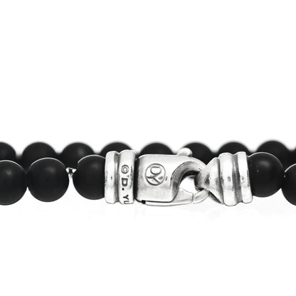 David Yurman Sterling Silver Black Onyx 6mm Spiritual Beads Bracelet 4 of 4