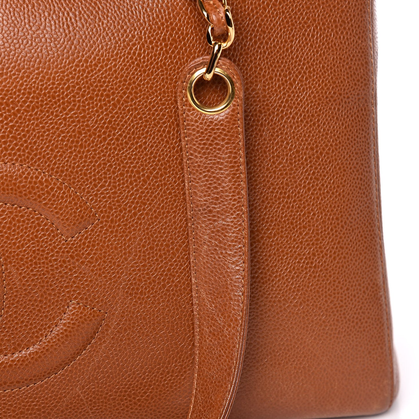 Caviar Large CC Shoulder Bag Light Brown