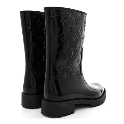 Louis Vuitton Rubber Embossed Monogram Drops Flat Half Boots 38 Black 5 of 10