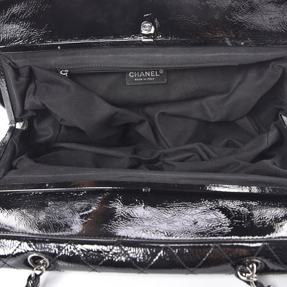 Chanel Distressed Patent Quilted Ritz Flap Bag Black 7 of 15