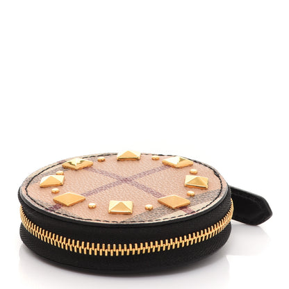 Burberry House Check Studded Zip Round Coin Purse Black 4 of 6