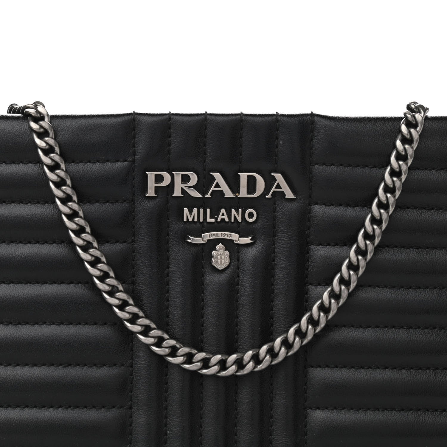 Prada Soft Calfskin Impunture Diagramme Clutch Black 7 of 9