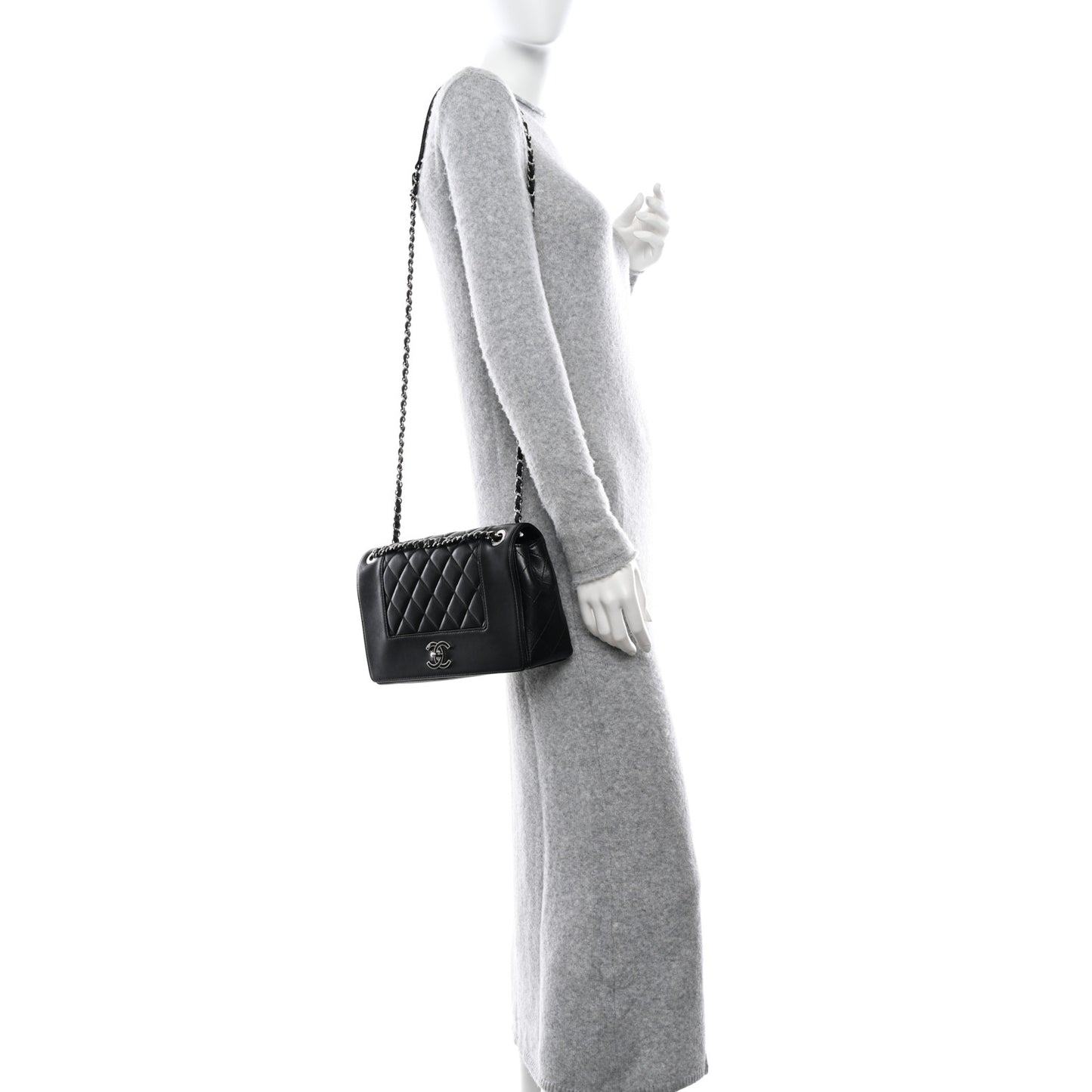 Sheepskin Quilted Vintage Mademoiselle Flap Black
