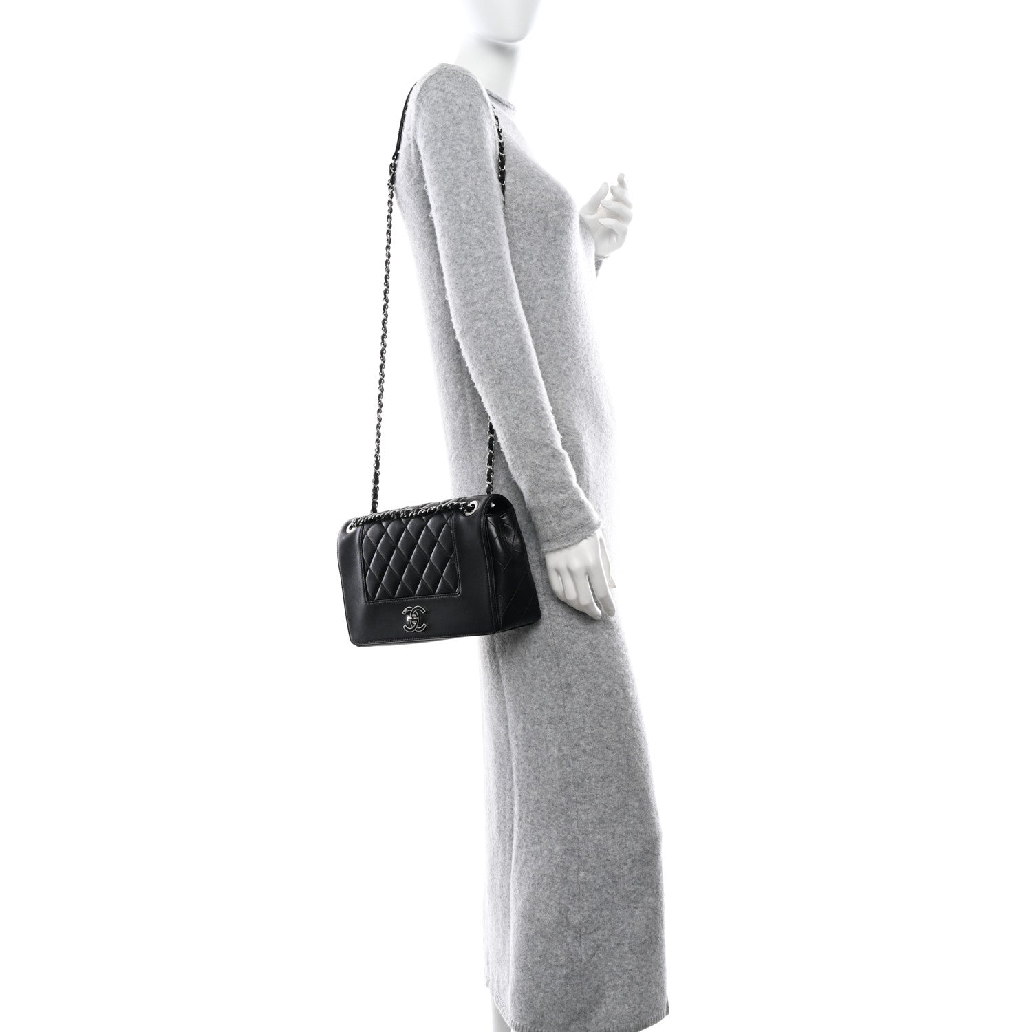 Chanel Sheepskin Quilted Vintage Mademoiselle Flap Black 2 of 12