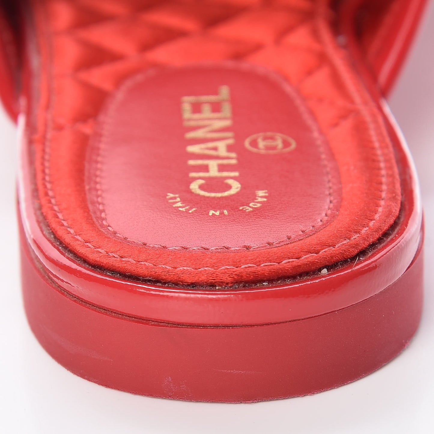 Patent Calfskin CC Mules 37 Red