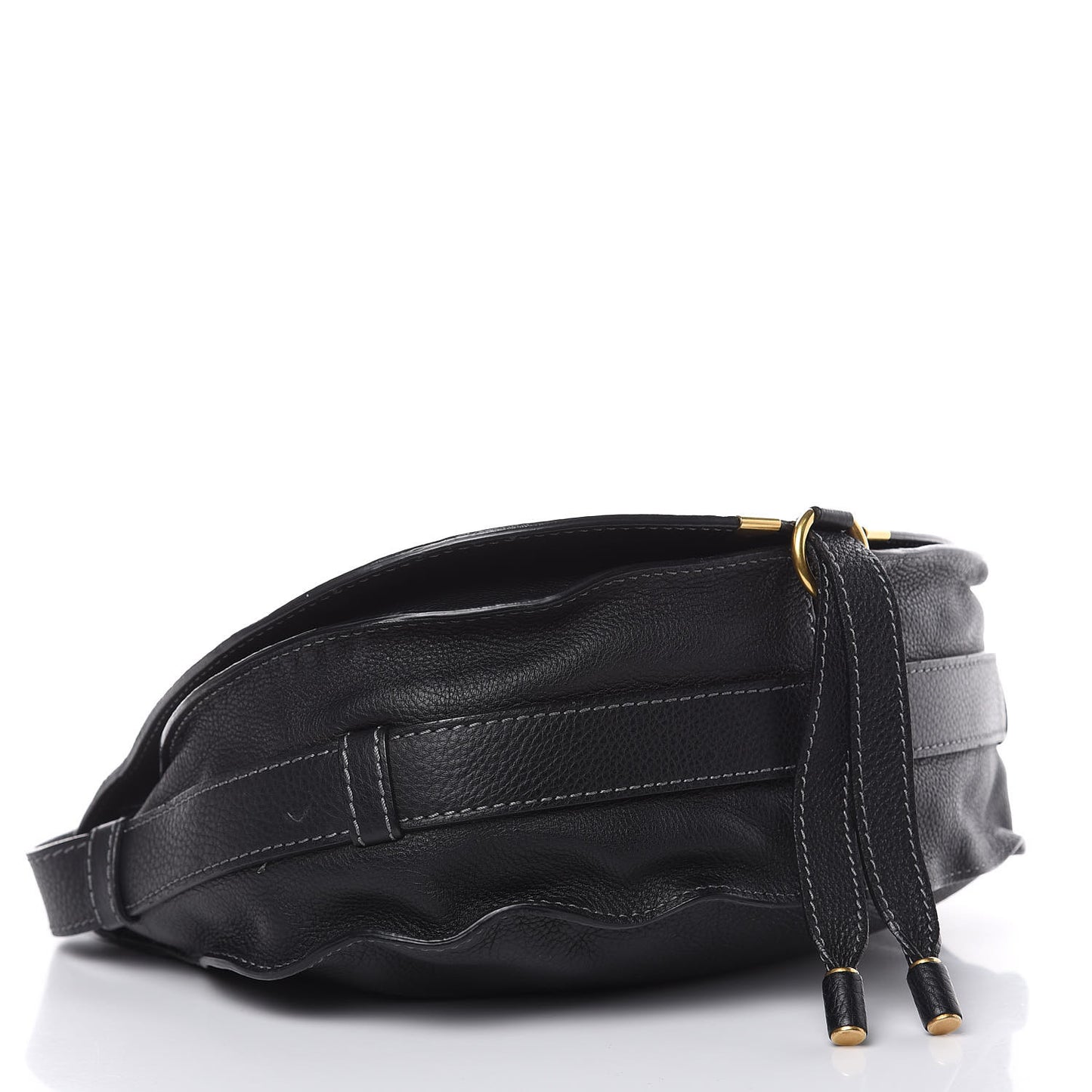 Calfskin Medium Marcie Round Crossbody Bag Black