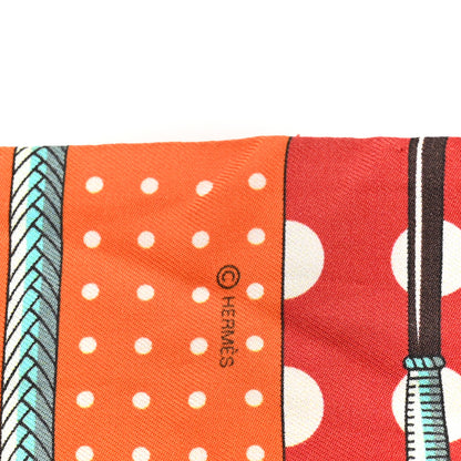 Hermes Silk Clic Clac a Pois Twilly Red Veil De Gris Orange 3 of 4