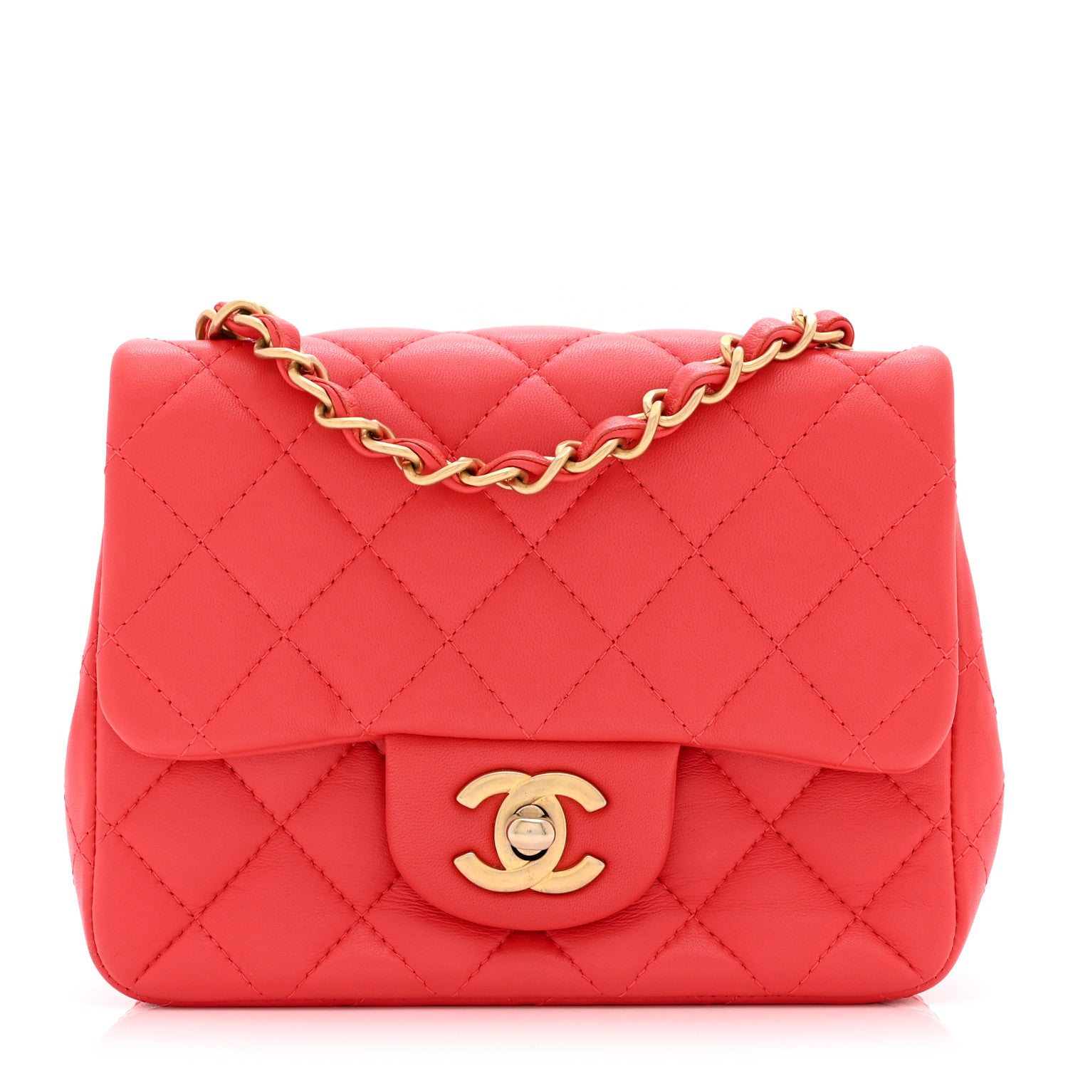 Chanel Lambskin Quilted Mini Square Flap Red 1 of 10