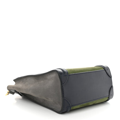 Celine Nubuck Smooth Calfskin Nano Tri-Color Luggage Green 4 of 10
