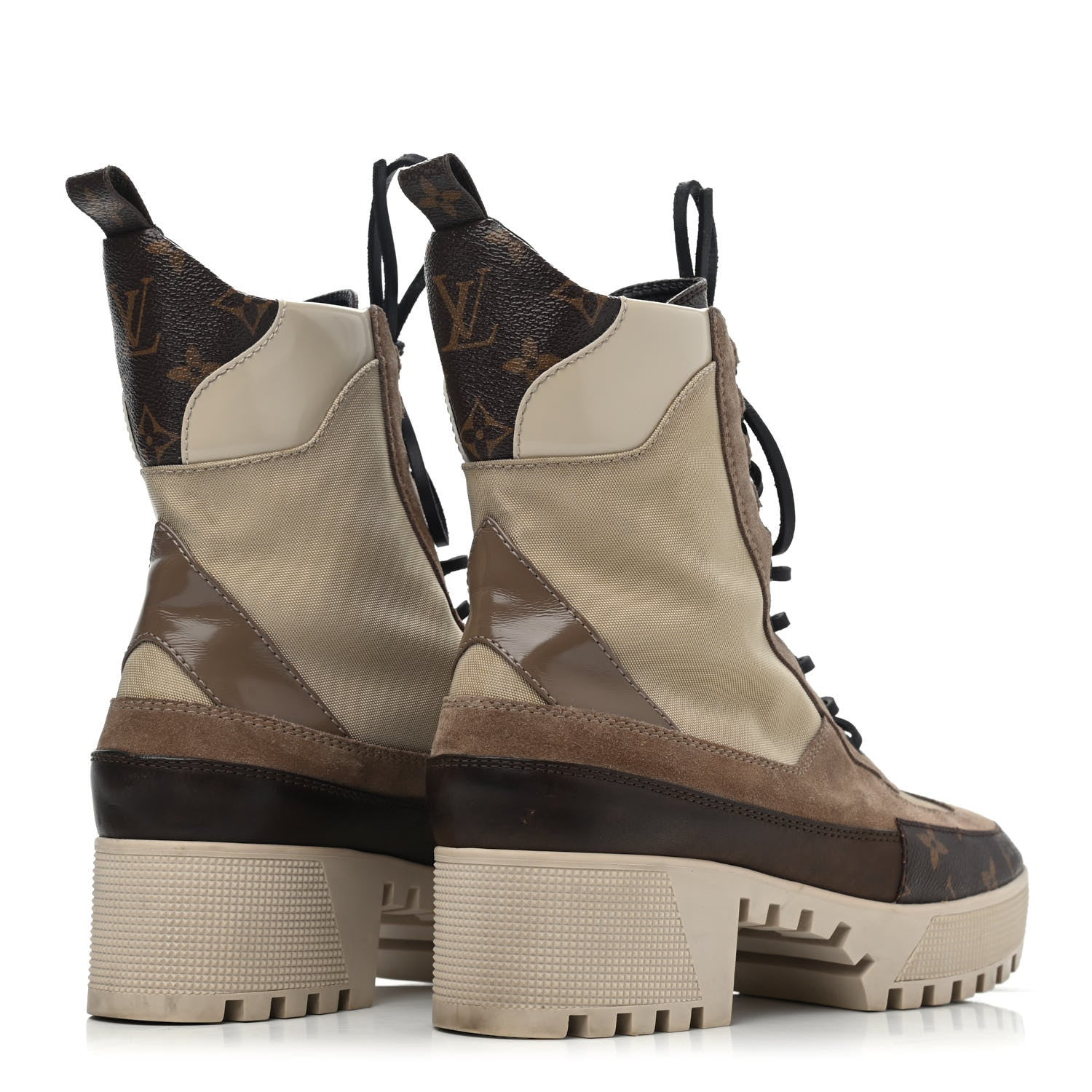 Louis Vuitton Suede Calfskin Monogram Laureate Platform Desert Boots 41 Beige 3 of 4